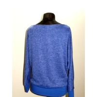 Cieplutki sweter KIMONO ze ściągaczami - kobaltowy melanż